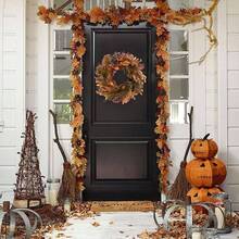 18 Inch Fall Wreath Magnolia Leaves With Pine Needle Yellow Berry Wreath Front Door Harvest Festival Decor Window Wedding Autumn Outdoor Indoor Dcor