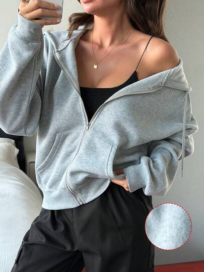 Felpa con cappuccio sportiva casual da donna, con cerniera, imbottita per l'autunno/inverno, giacca con cappuccio termica e fodera, versatile e chic, adatta per l'uso quotidiano