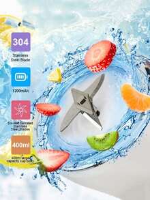 Portable Blender Mini 14oz For Juices & Smoothies With 6 Blades Puwerful Performances Fusion Blender, USB Rechargeable, Lid, Plastic Cups Included, Drop-Resistant And Wear-Resistant. Fit For Travel And Outdoor Activities,Blenders For Kitchen, Practical New Year And Christmas Gifts For Women - Multicolor - View 7