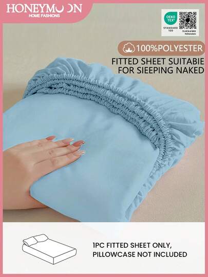 1pc Ultra Soft Solid Color Fitted Sheet, Lightweight As Cloud, 9.84 Inch/25cm Deep Pocket, Fits All Size Beds - Twin, Full, Queen, King, Essential For Home And Dorm, Oeko-Tex Certified