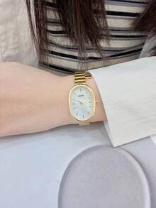 1 件女士优雅复古经典百搭别致简约石英手表 - 金色 - 查看 5