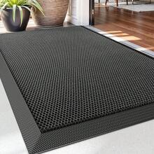 DEXI Outdoor Fußmatte, 60 x 90 cm, extrem rutschfeste Schmutzfangmatte, langlebige Fußmatte für draußen, robuste wasserdichte Fußmatte für die Haustür, schwarz