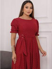 Women's Midi Dress Três Marias Laise Mesh Wedding Evening Formal And Night Elegant And Casual - 紅木色 - 查看 1
