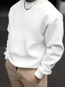Men's All-Match Crew Neck Sweatshirt, Versatile Casual Pullover, Essential For Street Style Layering, Autumn/Winter-New Autumn/Winter Collection-L91 - 白色 - 查看 6