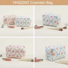 Makeup Bag Travel Cosmetic Bag For Women Girls, Zipper Make Up Pouch, Floral Flowers Toiletry Organizer Makeup, Portable Storage Bag, Cosmetic Travel Cloth Bag (Pink+Pink Bowknot){"Color_name":"TwoPack:(Pink+PinkBowknot)"} - 兩件裝:(粉紅色+粉紅色蝴蝶結) - 查看 6