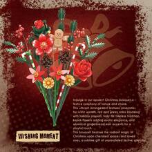 865pcs Christmas Flower Bouquet Building Blocks, Artificial Rose Flower Gothic Style Home Decor, DIY Assembly Toy, Christmas Holiday Gift, Creative Desktop Decoration, Ideal Gift For Friends And Loved Ones - Red - View 4