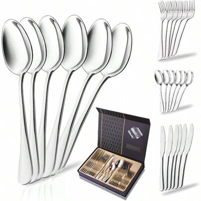Cutlery Set24 Pieces Flatware Set For Dinner Tableware SetCutlery Serving SetsFork Sets For 6