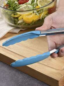 1 pieza Pinza de acero inoxidable portátil para alimentos, pinzas multiusos de autoservicio, pinzas de cocina domésticas de mano - Multicolor - Ver 2