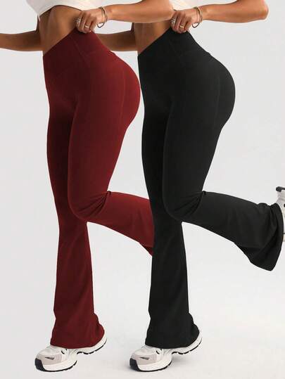 FWH Pantalones de yoga acampanados de cintura alta con bolsillos ocultos, con estiramiento en 4 direcciones, adecuados para entrenamientos y uso diario