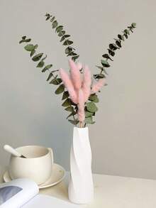 1 buc Vază de flori din plastic, decor pentru casă, decorare pentru birou, Vază mică pentru sufragerie, balcon, dulap TV, masă, aranjament floral uscat și proaspăt, floral pictat manual, Vază rotundă minimalistă din rășină pentru sufragerie, intrare, decor hotel