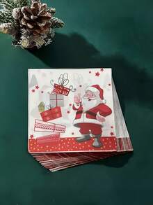 20pcs Christmas Napkins, Santa Claus Christmas Paper Napkins, Christmas Napkins, Holiday Napkins, Christmas Cocktail Napkins, Christmas Disposable Napkins, Christmas Dinner Napkins - Multicolor - View 4