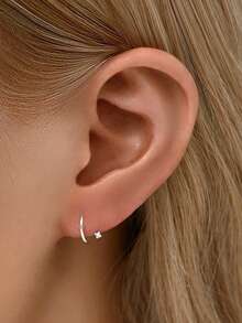 1 Pair Of S925 Sterling Silver Zirconia Earrings - Gold-Plated Hypoallergenic - Simple And Exquisite Women's Earrings - Sterling Silver Jewelry - Suitable For Daily Wear