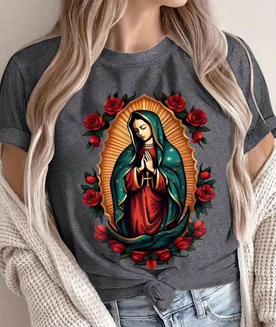 GUADALUPE Women's T-Shirt, Super Stylish, Premium Line, Excellent Quality, Religious - Dark Grey - View 1