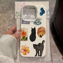 Diseño de pan con gato y flores vintage, funda de teléfono clásica y elegante con protección contra golpes y caídas, resistente a la suciedad y duradera, adecuada para  17/17 Pro/17 Pro Max/17 Air/ 16/16 Pro/16 Pro Max/16 Plus/ 15/15 Pro Max/15 Pro/15 Plus/ 14/14 Pro/14 Plus/14 Pro Max/ 13/13 Pro/13 Pro Max/12/12 Pro/12 Pro Max/11/11 Pro/11 Pro Max/XR/X/XS/XS Max. Es el regalo de cumpleaños perfecto para novias, novios, esposos, esposas, amigos o para uno mismo, innovador y a la moda, adecuado tanto para hombres como para mujeres.Protector elegante y comercial. - Multicolor 1423 - Ver 8