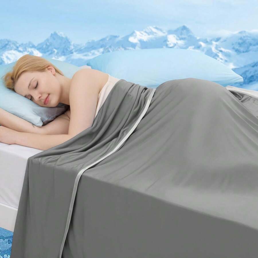 Manta refrescante Luxear-Chill® 3.0 Q-0.5+, Manta Fría Doble Cara Nylon% Sudores Nocturnos, Cobija Enfriadora Verano, Manta de Enfriamiento Fresca Uso en Cama/Sofá/Viajes 200x220 - gris - Ver 1