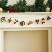 1pc Retro Christmas Garland, Christmas Banner, Vintage Holiday Decor, Christmas Banner, Mid Century Modern Christmas, Festive Classroom Display, Christmas Tree Garland Hanging Ornaments, Retro Holiday Garland String Flags, Fireplace Staircase Wall Hanging, Christmas Party Decoration, Festive Living Room Bedroom Door Home Decoration