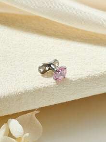 1pc Funky Titanium Cubic Zirconia Heart Dermal Jewelry Dermal Piercing Dermal Anchor Tops And Base Skin Piercing Stud Microdermals Body Jewelry Studs For Women Men For Daily Decoration - Silver - View 5