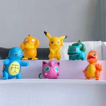 pokemon 6pcs Cute Adorable Pokemon Plush Toys, Suitable For Pokemon Fans Collection, Detailed Pikachu Figurines, Great For Decorating Desks And Adding Fun To Life