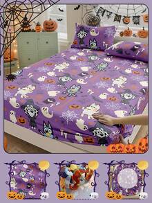 Bluey Ga trải giường in kỹ thuật số chủ đề Halloween , Bộ đồ giường , Tấm bảo vệ nệm, Ga phủ giường, Ga bọc nệm, Vải dệt gia dụng thoải mái, Tấm bảo vệ nệm thoáng khí chống xù lông, Mềm mại và thân thiện với da, Ga trải giường họa tiết hoạt hình  cho bữa tiệc Halloween, Trang trí nhà cửa chủ đề - Nhiều màu - Xem 5
