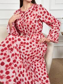 Spring Women's Floral Allover Print Boho Long Sleeve Maxi Dress 2025 New Fashionable Loose Fall Dresses Belted Vacation Casual Long Dresses Elegant Party Red Beach Graduation Chic Evening Dress