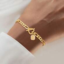 Gold Micro-inlaid Square Letters