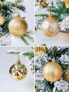 42 Stücke Weihnachtskugel Set, goldene Weihnachtsbaum Ornamente, kreativ bemalte Weihnachtskugeln, Weihnachtsbaum Hängedekoration, geeignet für Feiertage, Kränze, Weihnachtsbaum, Weihnachtsdekoration, Weihnachtsgeschenke für Zuhause, Weihnachtsdekoration - Verschiedenfarbig - Übersicht 6