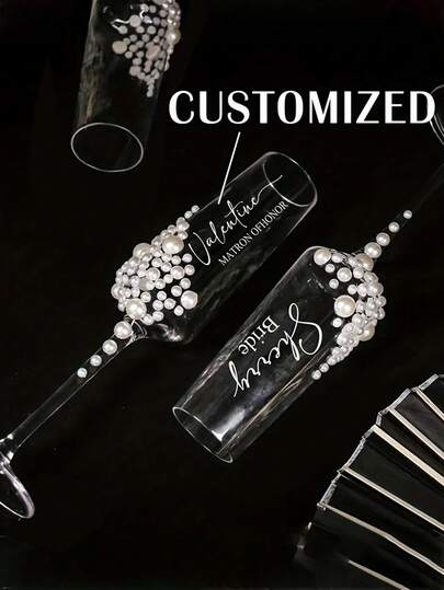 Personalized Champagne Glasses, Made Of Glass, Can Be Customized With Names, Titles, And Bow Colors. Wedding Champagne Glasses, Suitable For Weddings, Wedding Decorations, Personalized Glasses, Party Decorations, Bridesmaid Gifts, Birthday Parties, Bachelor/Bachelorette Party Decorations, Bridal Showers, Bachelor/Bachelor Parties, And Special Occasions. Suitable For The Bride, Groom, Bridesmaids, And Groomsmen.