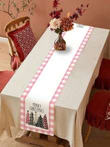 1 pieza Camino de mesa decorativo de cocina navideña con patrón de Papá Noel, mantel de poliéster para mesa de Navidad, centro de mesa, cubierta de mesa, perfecto para decoraciones navideñas del hogar, decoración de fiesta de Navidad, decoraciones Feliz Navidad