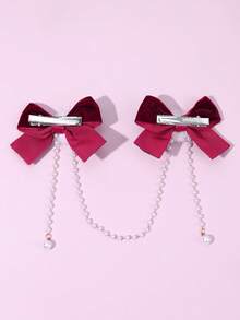 2 spinki do włosów w stylu świątecznym dla dziewczynek, sztuczne perłowe frędzle, puszysty pompon, elegancka i wykwintna ozdoba do włosów dla nastolatek, codzienne akcesoria do włosów