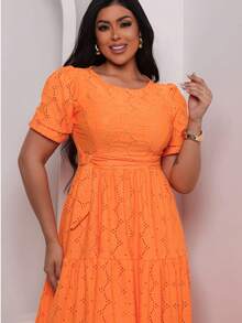 Women's Midi Dress Três Marias Laise Mesh Wedding Evening Formal And Night Elegant And Casual - 橘色 - 查看 2