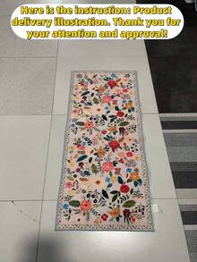 1pc Bohemian Vibrant Floral Area Rug, Colorful Flower Decor Carpet For Living Room, Bedroom, Entryway, Kitchen, Bathroom, Gaming Room, Study, Durable And Easy To Clean