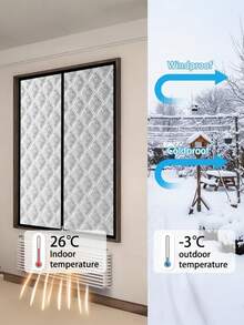 1 件冬季重型拉链防风窗帘 - 拉上拉链锁住温暖，阻挡穿堂风和消除噪音，5 分钟免钻孔安装，多种尺寸适合所有窗户 | 卧室（隔音睡眠）和客厅（舒适冬季）必备 - 銀色 - 查看 2