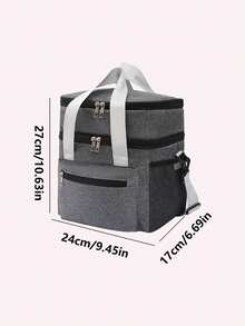 1pc Black, Gray, Burgundy, Navy Blue Thickened New Double-Layer Lunch Box Bag, Insulation Bag, Outdoor Picnic Preservation, Crossbody Ice Bag, Multifunctional Waterproof Lunch Bag