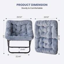 OLIXIS Saucer Chair For Adults, Teens, Faux Fur XL Circle Chair For Bedroom, Dorm & Gaming, Foldable Comfy Accent Seat For Small Spaces, Oversized Style Thick Padded Meatal Frame - 灰色 - 查看 2