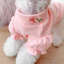 1pc Pet Dog Pajamas, Suitable For Teddy, Poodle, Small Dogs, Autumn/Winter - Pink - View 16