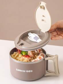 2pcs 40.5oz/1200ml Stainless Steel Bento Lunch Box With Lid, Microwave Noodle Bowl Set With Utensils, Suitable For Ramen, Soup And Pasta, Dishwasher Foldable Portable, Great For Home, Office, Dorm Or Christmas Gift (Black/Beige/Brown) - Multicolor - View 6