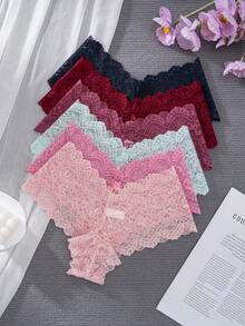 6件装女士优雅纯色蕾丝性感内衣 - 彩色 - 查看 4