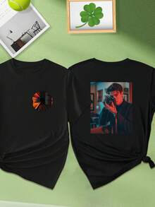 Customizable Women's Short Sleeve T-Shirt - Personalized Double-Sided Design, Casual Crew Neck, Perfect For Casual Attire Or Special Occasions, Custom T Shirt