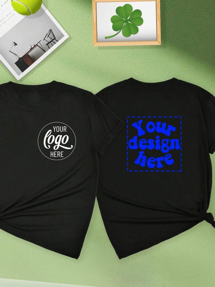 Customizable Women's Short Sleeve T-Shirt - Personalized Double-Sided Design, Casual Crew Neck, Perfect For Casual Attire Or Special Occasions, Custom T Shirt