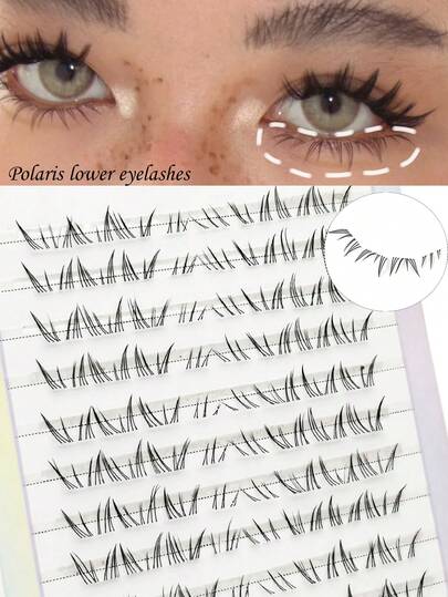 80 peças 10 fileiras de alta capacidade transparente segmentado desleixado pessoa único cluster B cacheado falso vison cabelo natural extremamente fino haste transparente estrela pólo sob os cílios