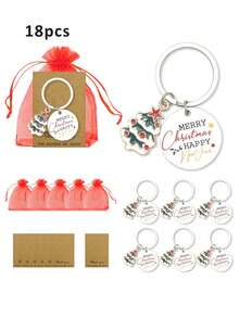30pcs Christmas Keychain Gift Set (Includes 10 Thank You Cards, 10 Red Organza Bags, And 10 Christmas Metal Keychains) Engraved Tag Appreciation Keychain, Christmas Eve Christmas Party Team Reward Encouragement Gift, Christmas Team Appreciation Keychain Gift, Suitable For Employees, Bosses, Family, Office Gifts, Leaders, Supervisors And Mentors - Multicolor - View 2