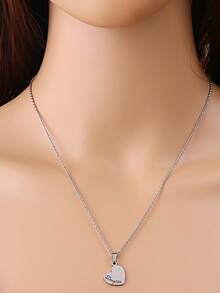 2 pezzi Set di collane con ciondolo a cuore cavo personalizzato per madre e figlia, in acciaio inossidabile, regalo per compleanno, festa della mamma, San Valentino, Natale - Multicolore - Visualizzare 7