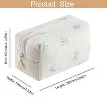 Makeup Bag Travel Cosmetic Bag For Women Girls, Zipper Make Up Pouch, Floral Flowers Toiletry Organizer Makeup, Portable Storage Cosmetic Travel Cloth Bag (Pink+Blue Bow Tie){"Color_name":"TwoPack:(Pink+BlueBowTie)"} - 兩件裝:(粉紅色+藍色領結) - 查看 5