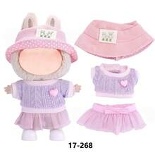 New Casual Fashion Outfit Set, Includes T-Shirt, Shirt, Tulle Skirt, Princess Dress, Overalls, Compatible With 17cm FORLABUBU Dolls (Doll And Shoes Not Included) - Multicolor - View 14