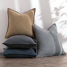 Neutral Linen Pillow Covers Pack Of 4 Decorative Natural Solid Throw Pillow Covers Soft Accent Boho Farmhouse Couch Pillowcases Modern Home Decors Living Room Bed Sofa 18x18 Inch - 20 英吋 x 20 英吋(4 件裝)+ 中性海軍藍 - 查看 3