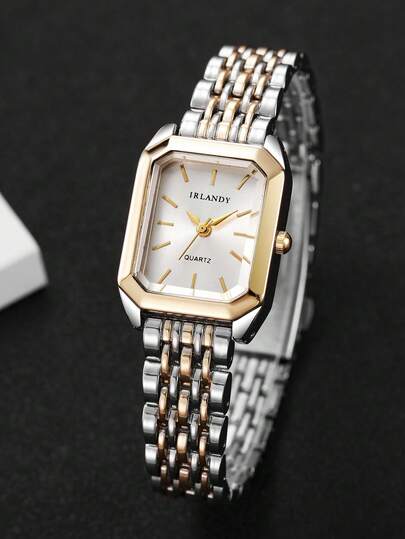 1pc Elegante Quartz Wrist Watch, Steel Square Dial, Classic Luxe (Watch Only, No Box) view 4