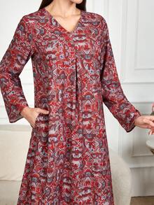 فستان ماكسي طويل الأكمام بطبعات زهرية بأسلوب بوهيمي للنساء في الربيع. فستان أحمر فضفاض جديد لعام 2025 مع خط الخصر، فستان كاجوال للإجازات، فستان أنيق للحفلات، فستان شاطئي للتخرج، فستان أنيق للمناسبات المسائية في عيد الحب.