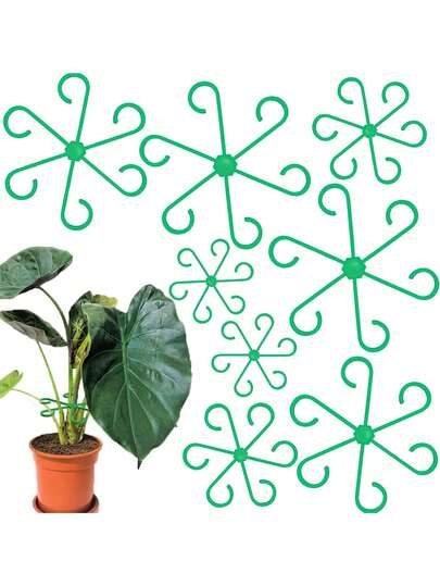 12 Clips de soporte para plantas, estacas para plantas, clips duraderos para tallos de enredaderas, de plástico, adecuados para enredaderas de interior y exterior, 4 tamaños de estacas de soporte para enredaderas, adecuados para plantas de interior, soporte de planta de plástico reutilizable, cuidado y cultivo de plantas fácil, adecuado para uso en interior y exterior