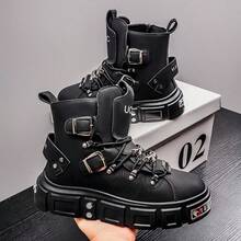 Nuevas botas casuales y cálidas de moda para hombres, zapatos de plataforma de alta altura de caliente para otoño/invierno de talla grande, zapatos punk de suela gruesa, disponibles en negro, blanco, rojo, tallas del 39 al 46