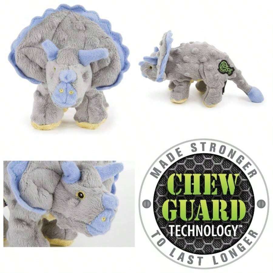 Dinos - Rex Squeaky Plush Dog, Chew Guard Technology - Green, Large - Volantes Dinos + Pequeño + Volantes Dinos (gris) - Ver 1
